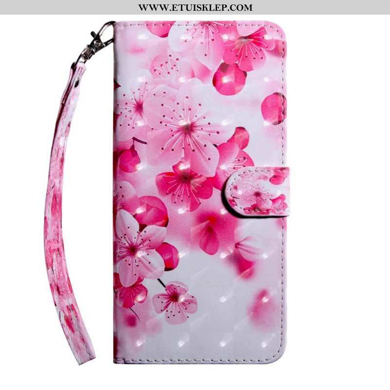 Etui Folio do Oppo A54 5G / A74 5G Kwiaty Z Smyczą